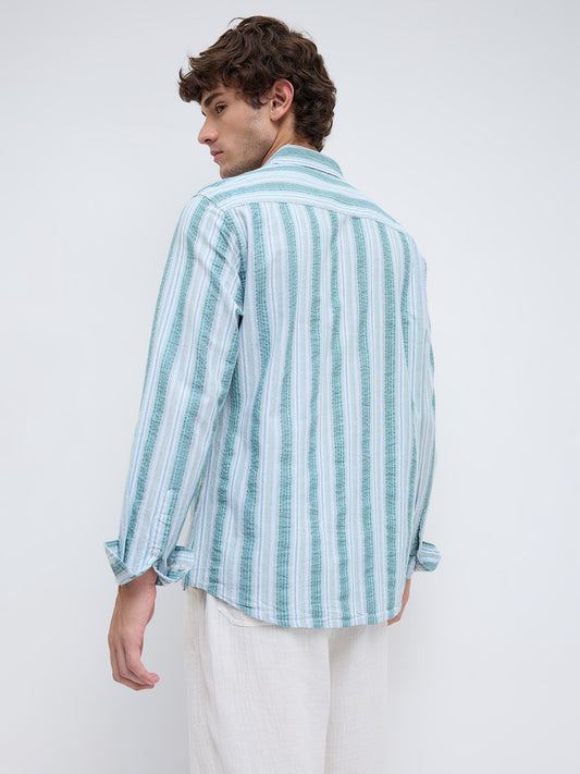 Pastel Multi Luxury Shoreline Seersucker Striped Shirt