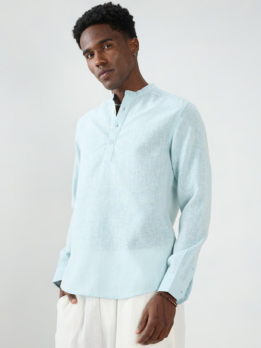 Aqua Mist Slub Textured Vacation Kurta