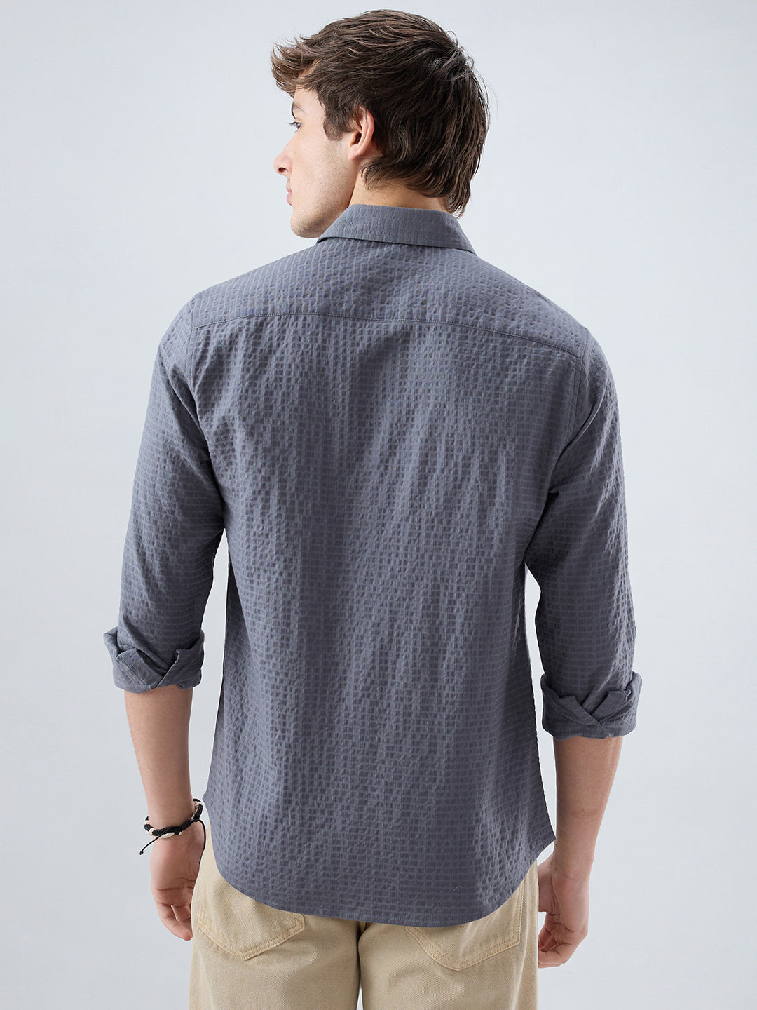 Cool Ash Grey Doublecloth Textured Shirt