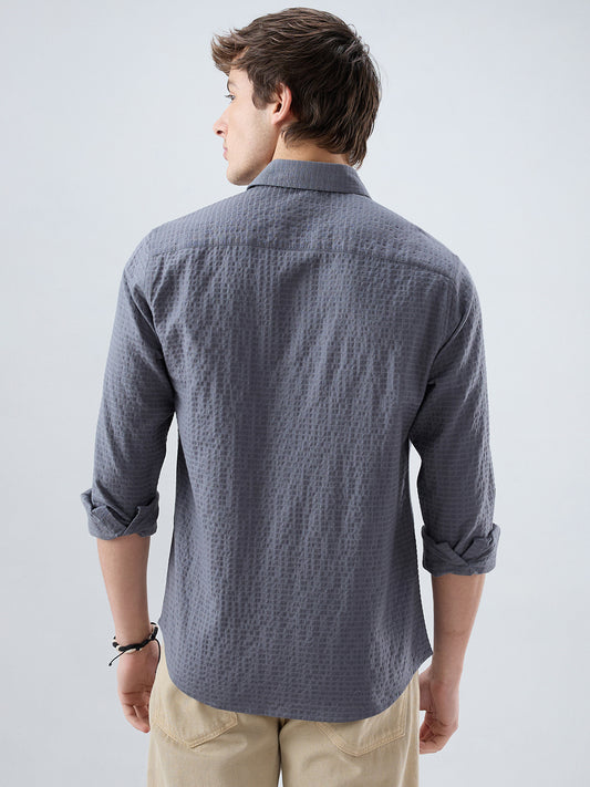 Cool Ash Grey Doublecloth Textured Shirt