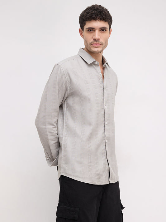 Grey Haze Waffle Grid Weave Shirt