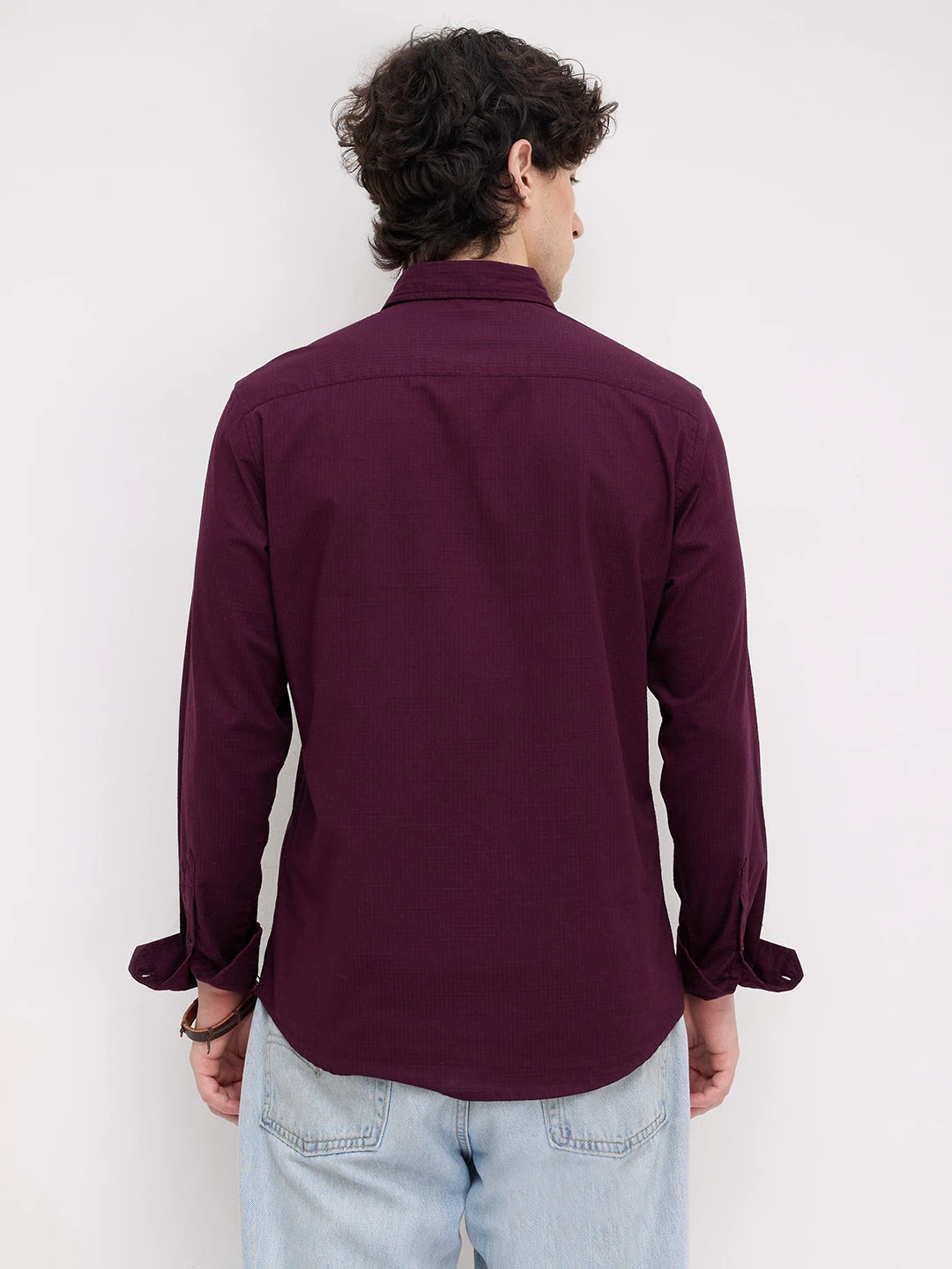 Luxe Wine Square Textured Shirt