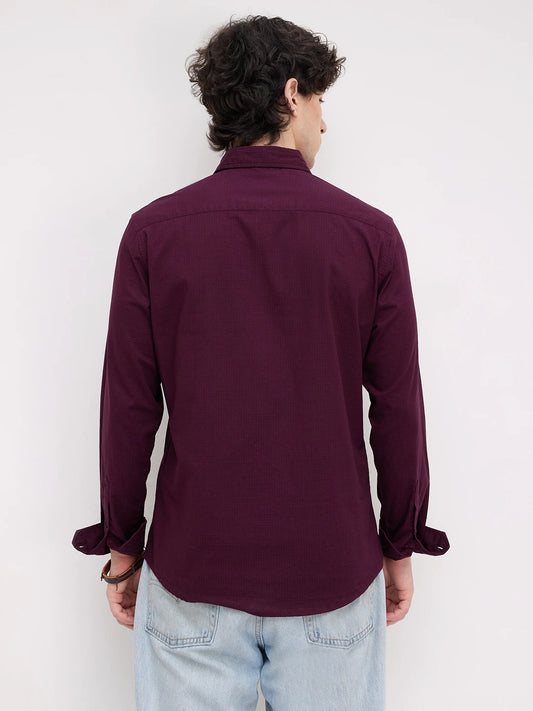 Luxe Wine Square Textured Shirt