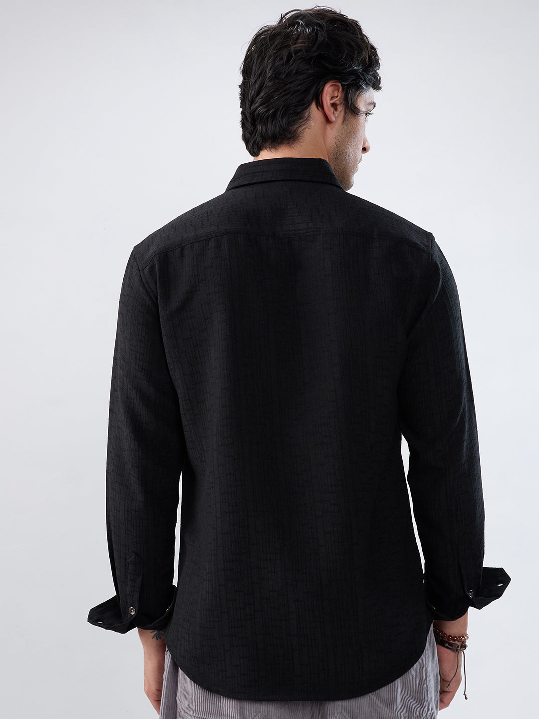 Timeless Black Subtle Textured Everyday Shirt