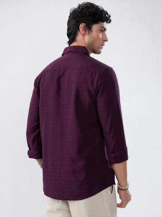 Wine Minimal Textured Everyday Shirt