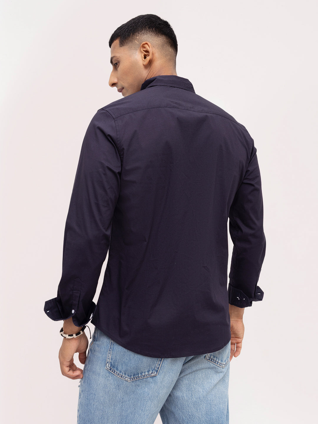 Navy Button-Down Collar Business Shirt