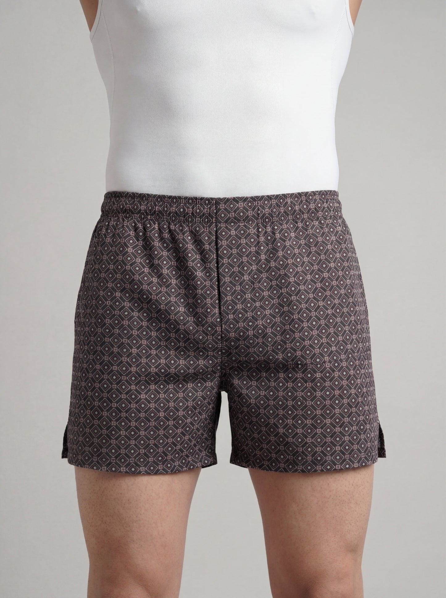 Multicolor Diamond Print & Mist Blue Linear Weave Boxers