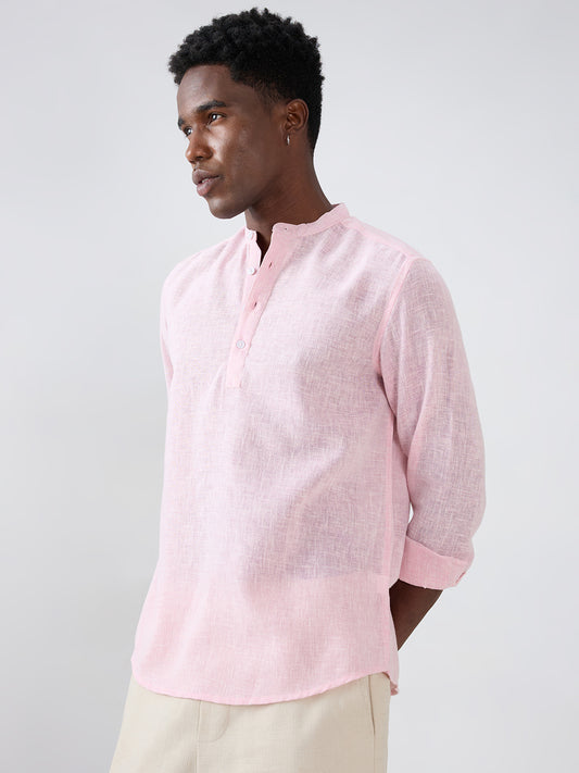 Blush Pink Slub Textured Vacation Kurta