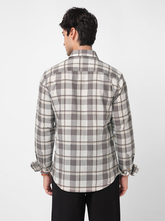 Mocha Brown Plaid Checks Shirt