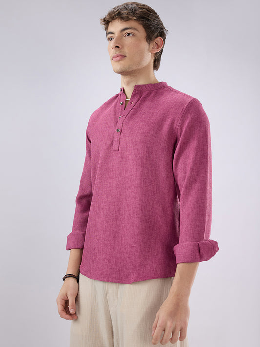 Hibiscus Maroon Textured Weave Kurta