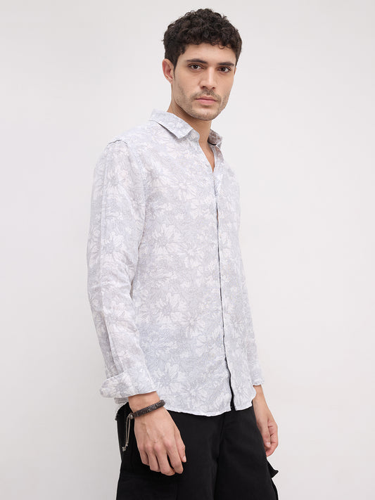 Grey Sketch Botanical Art Shirt