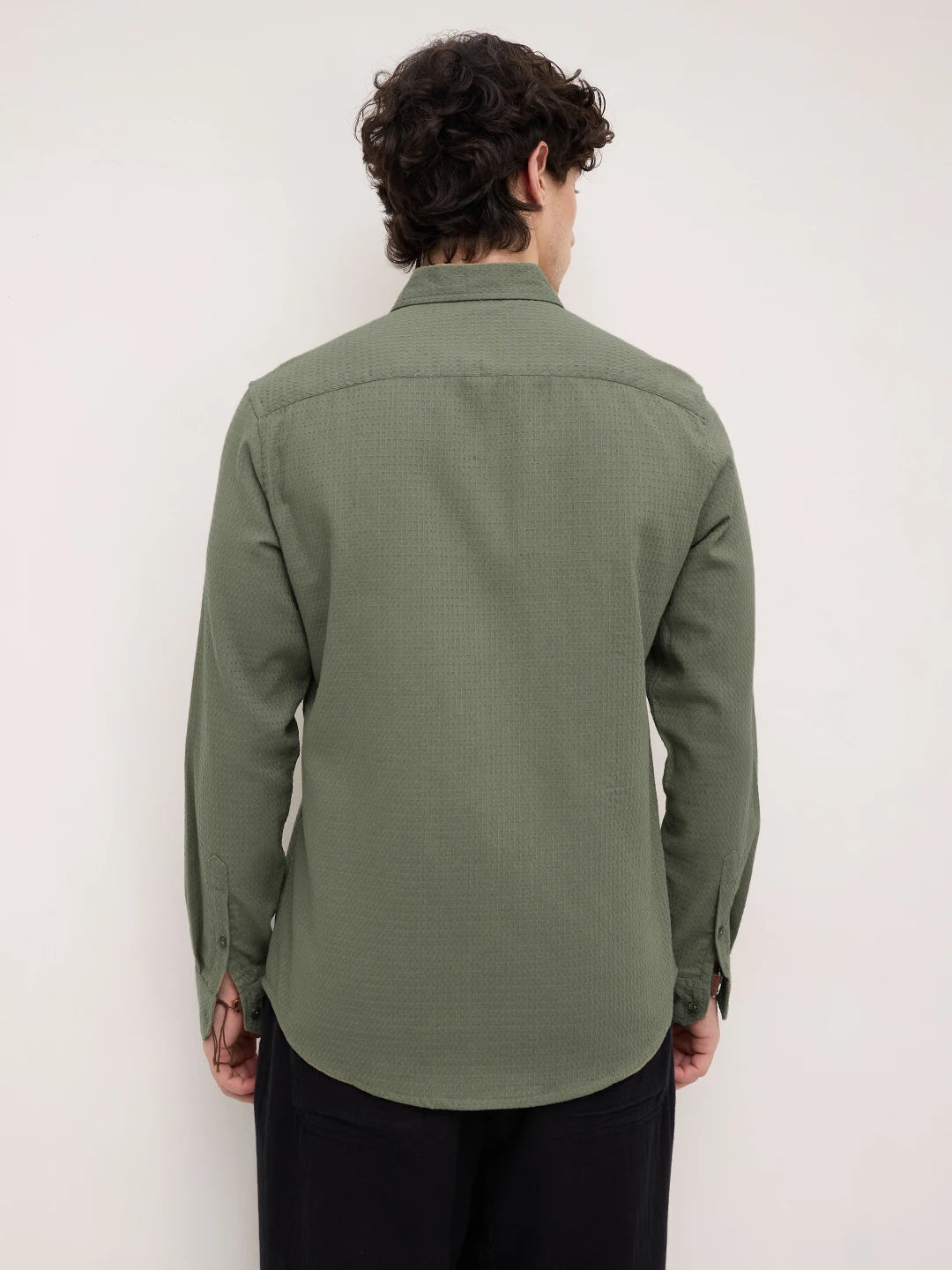 Ornate Olive Micro Textured Shirt
