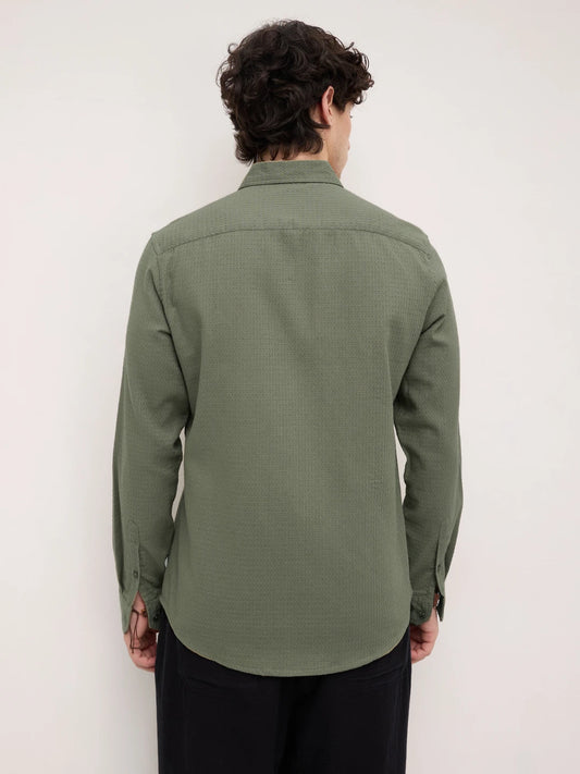 Ornate Olive Micro Textured Shirt