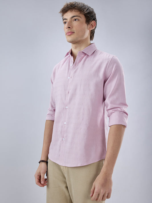 Blush Pink Fine Weave Textured Shirt