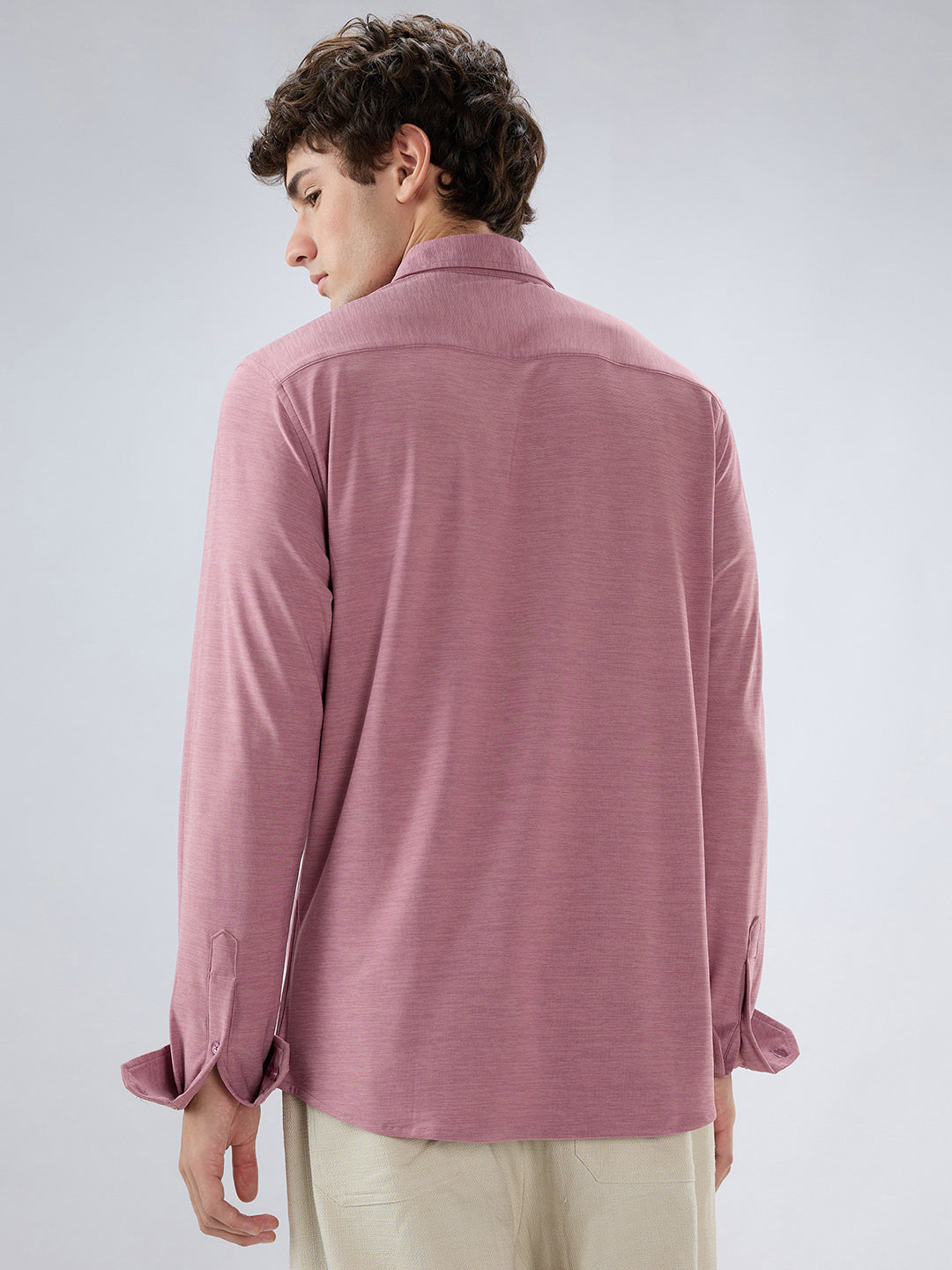 Cotton Candy Pink Textured Knitted Shirt