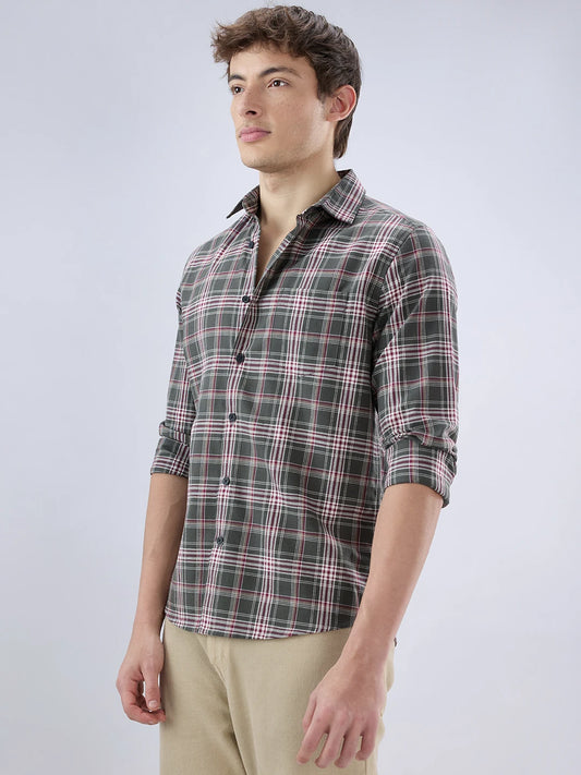 Green & Maroon Tartan Checkered Shirt