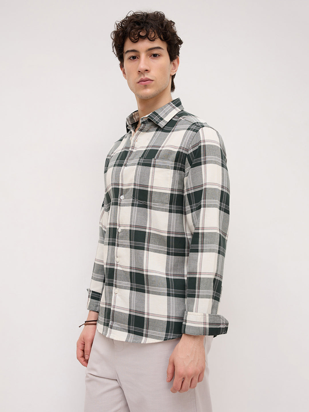 Ivory Forest Plaid Checks Shirt