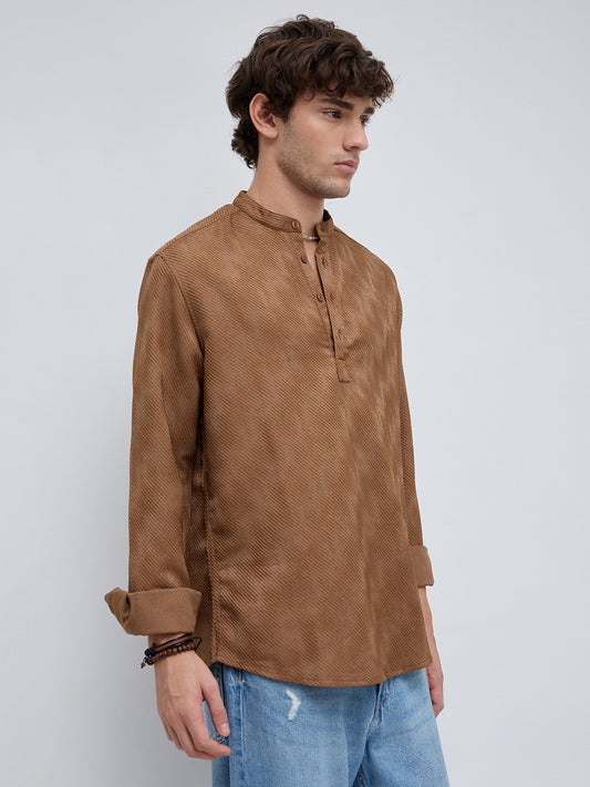 Desert Dune Diagonal Twill Textured Statement Kurta