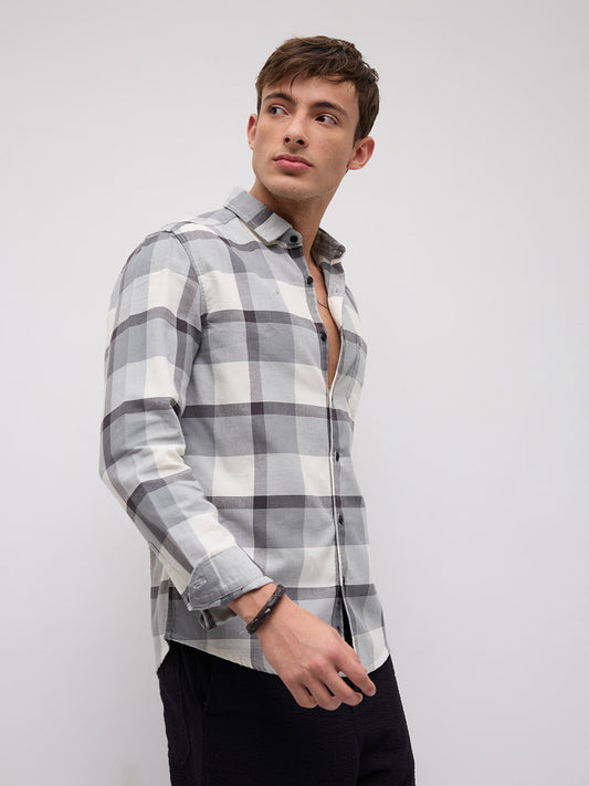 Moonmist Grey Statement Check Shirt