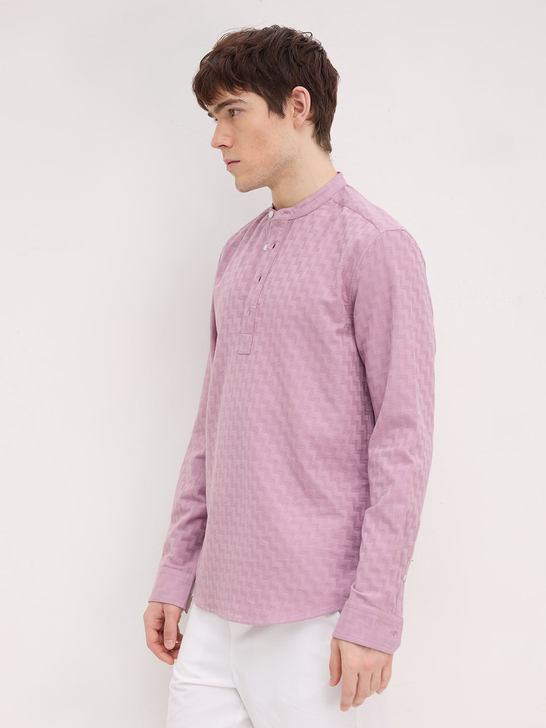 Charming Mauve Pink Maze Textured Kurta