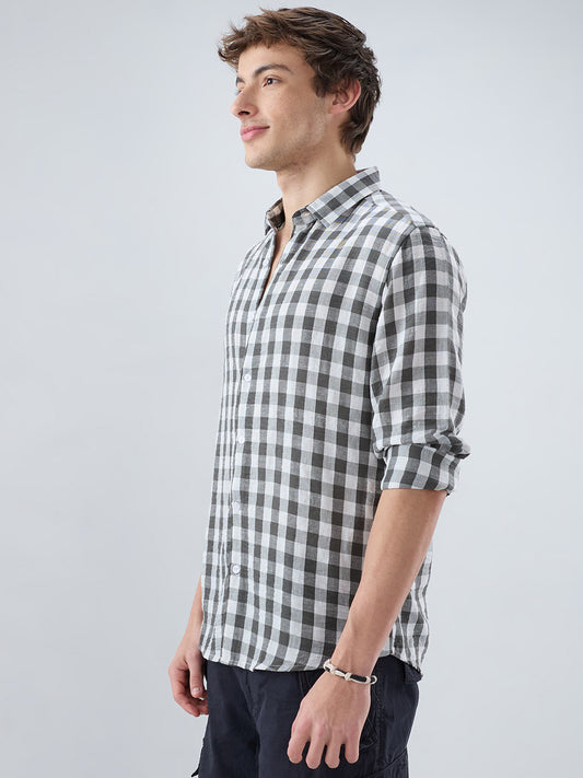Slate Grey Gingham Checks Shirt