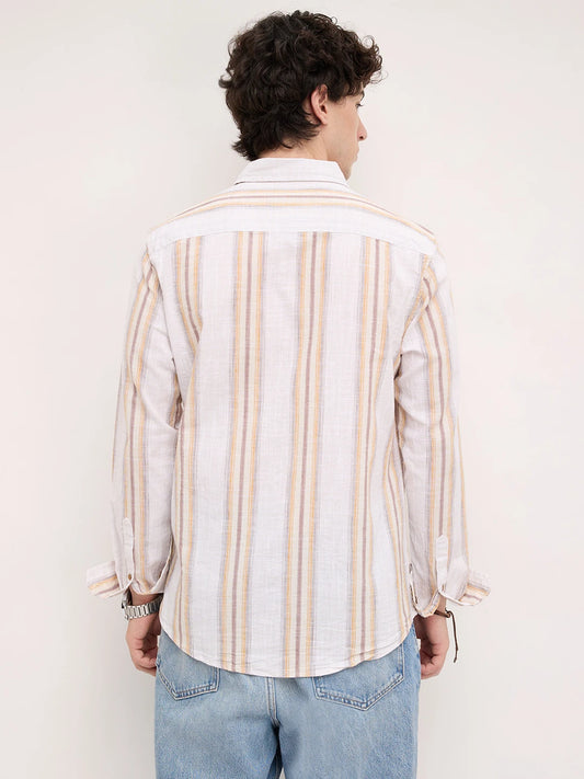 Sunwashed Multi Striped Slub Textured Shirt