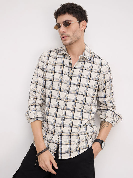 Rustic Crosshatch Plaid Checks Statement Shirt