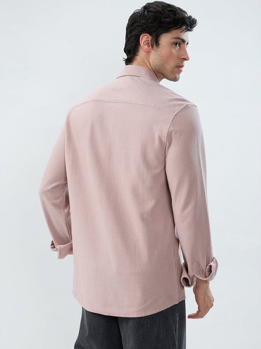 Oyster Pink Textured Knit Shirt