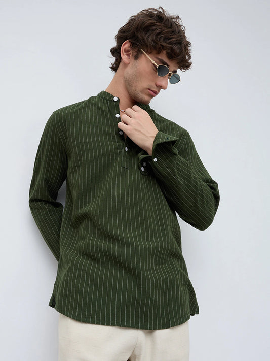 Forest Green Pinestripe Everyday Kurta