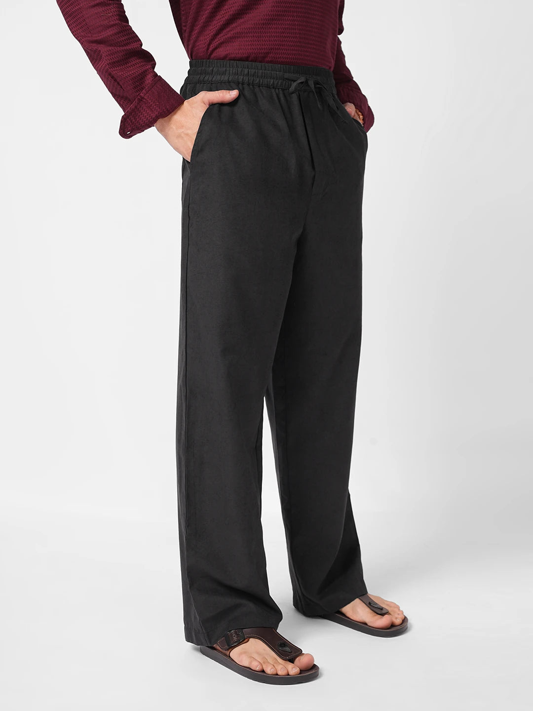 Timeless Charcoal Black Suede Straight Fit Trousers