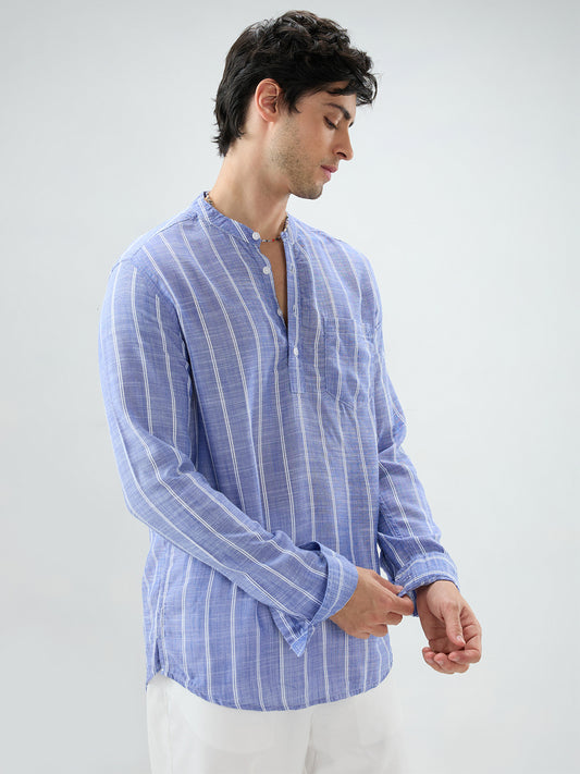 Steel Blue Striped Kurta