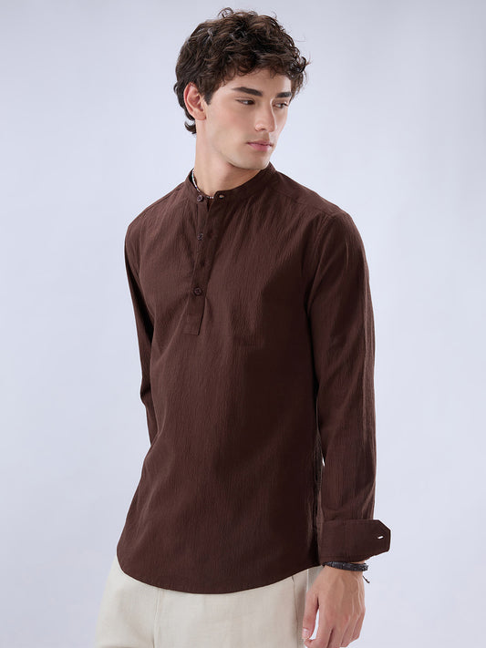 Chocolate Brown Subtle Textured Kurta