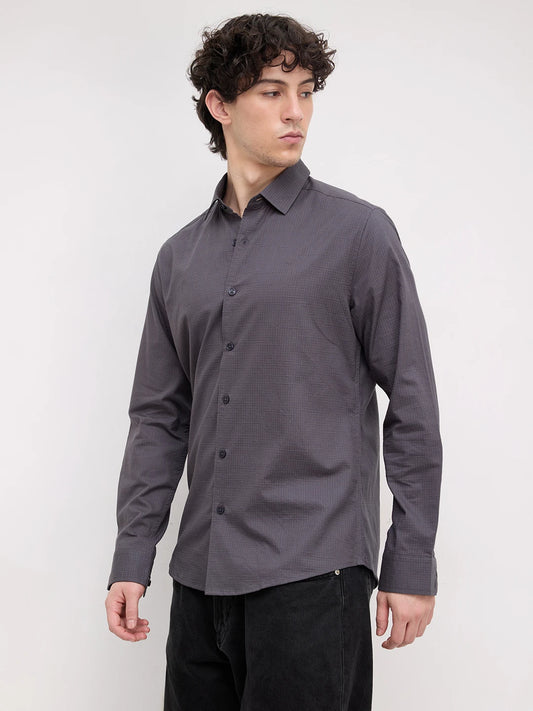 Graphite Grey Square Textured Shirt