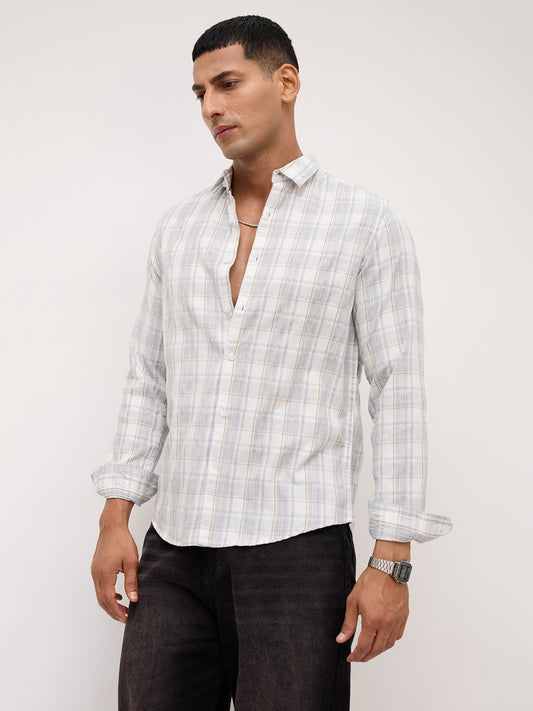 Elegant Grey & Ivory Plaid Checks Shirt