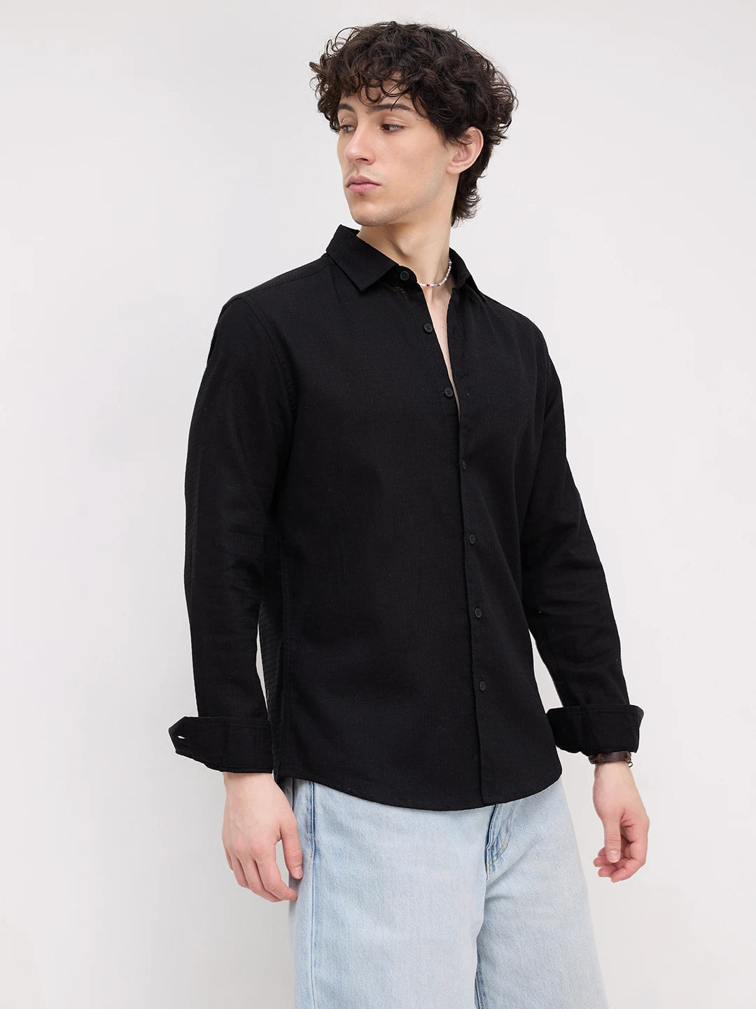 Onyx Black Micro Textured Shirt