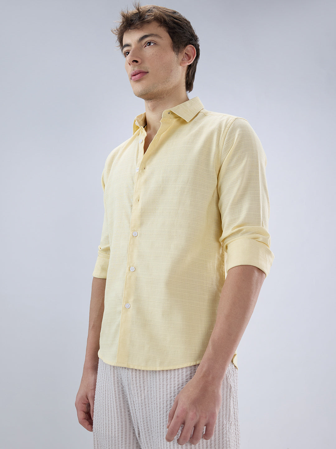 Canary Yellow Luxe Textured Weave Shirt