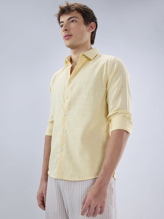 Canary Yellow Luxe Textured Weave Shirt