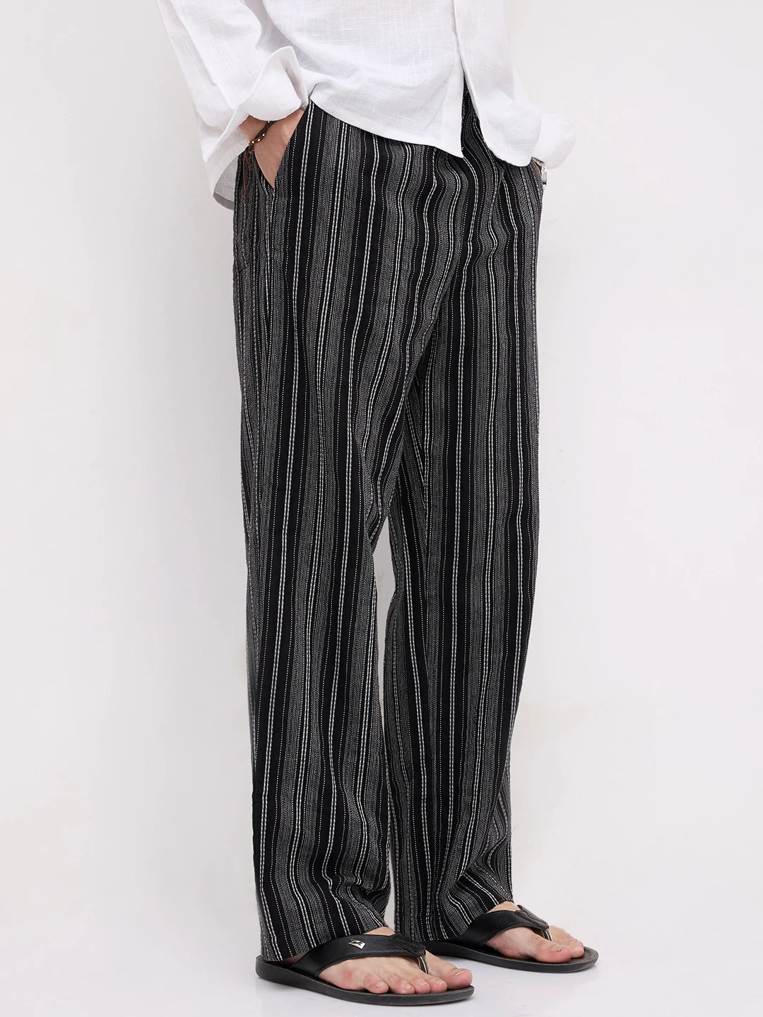 Artisan Monochrome Striped Straight Fit Trousers