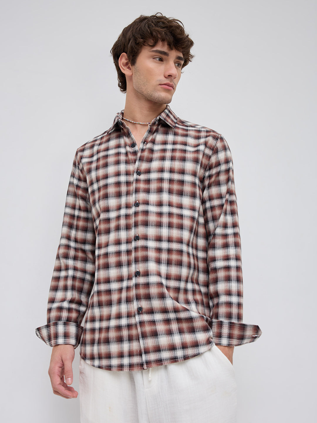Brown & Ivory Shadow Checks Shirt