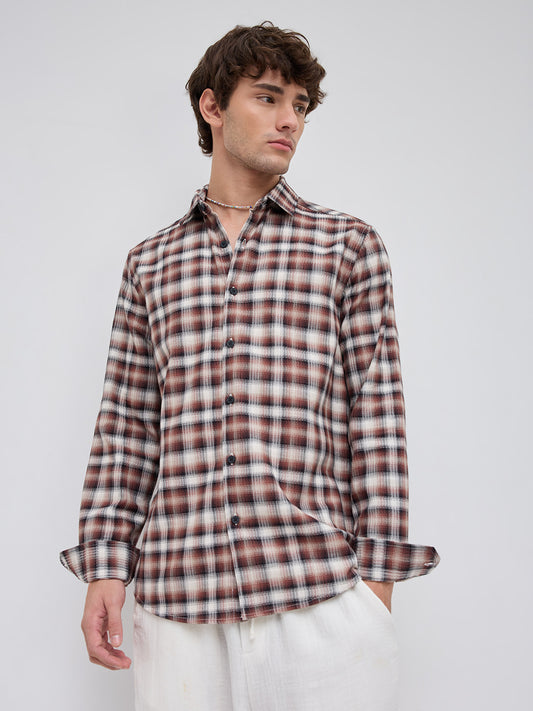 Brown & Ivory Shadow Checks Shirt
