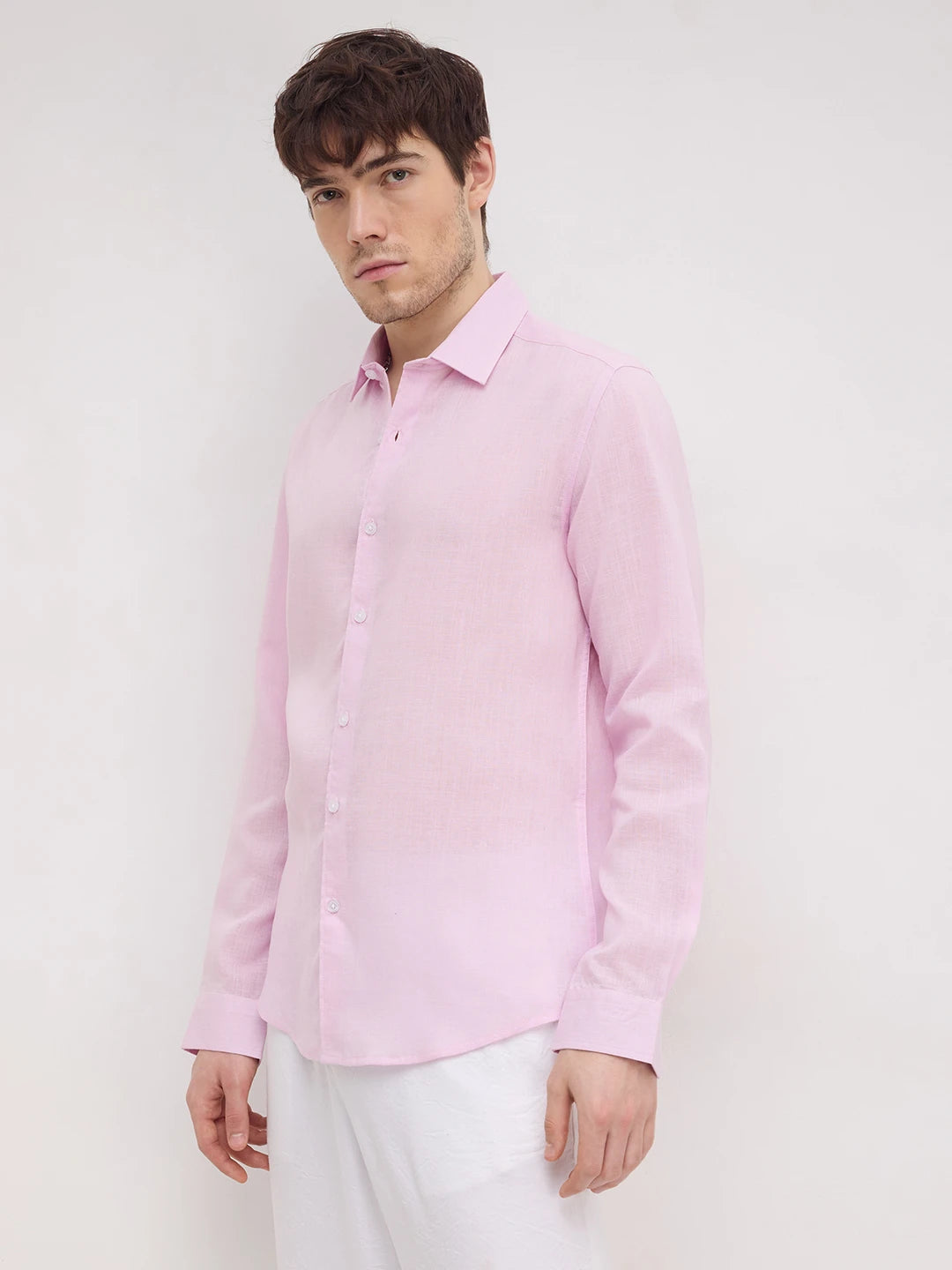 Iconic Pink Lyocell Fine Textured Shirt
