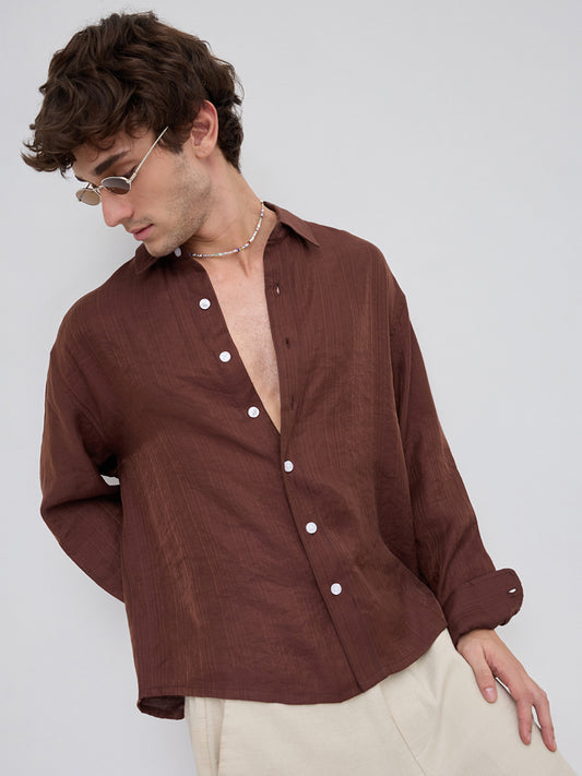 Lustre Bown Striped Boxy Fit Crop Shirt