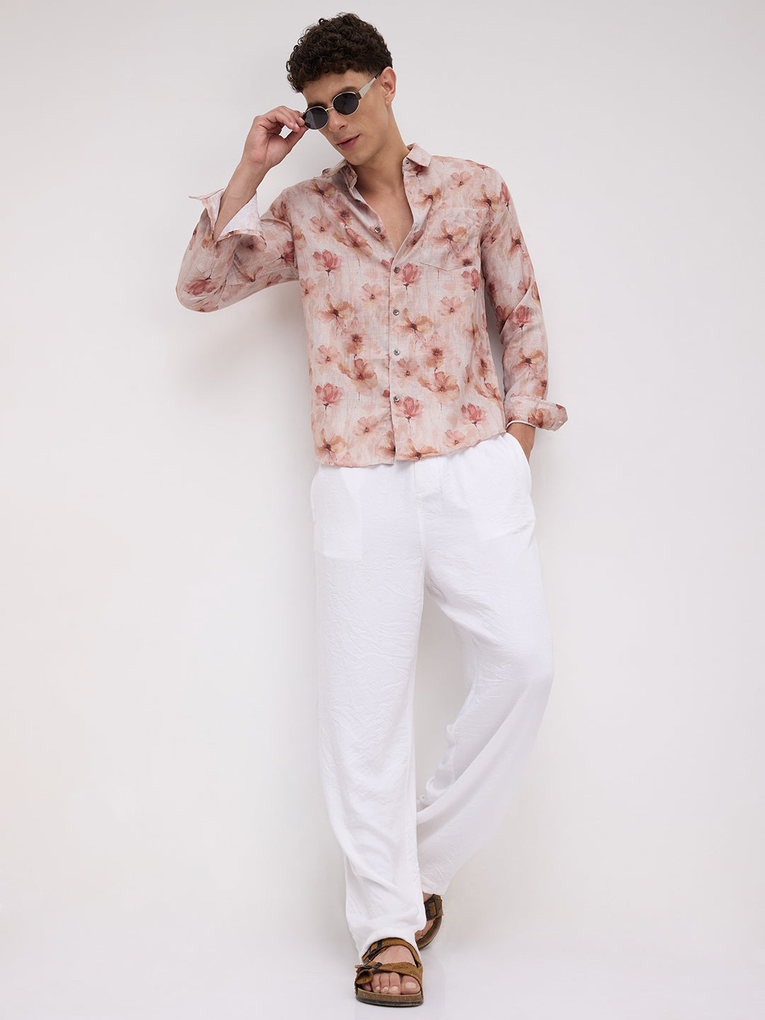 Peachy Pink Floral Vacation Shirt