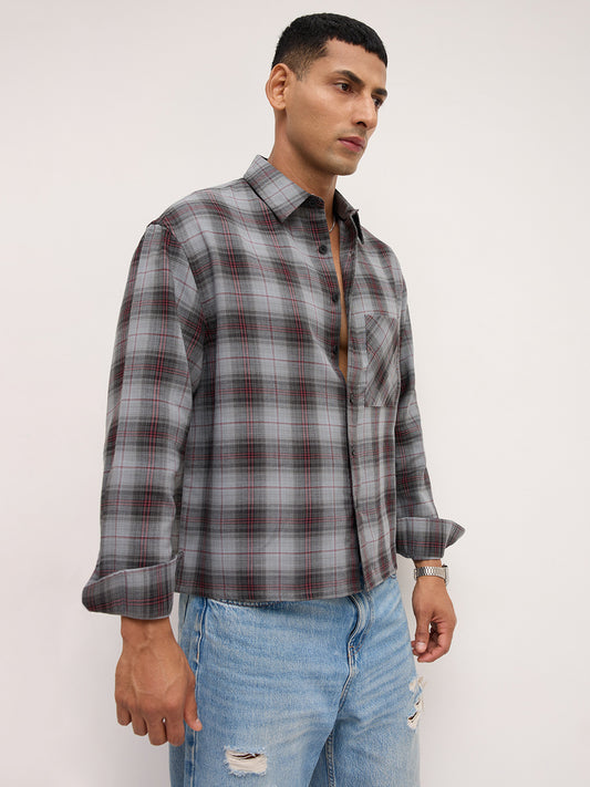 Ashwood Prince Checks Boxy Fit Crop Shirt