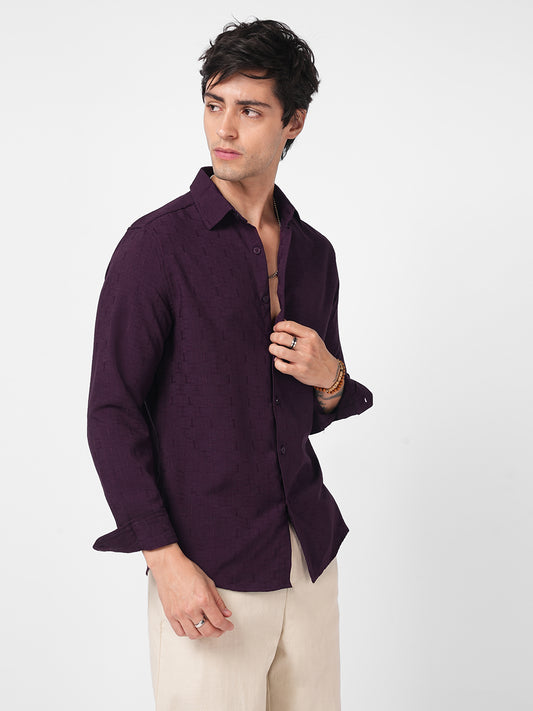 Elegant Wine Slub Textured Shirt