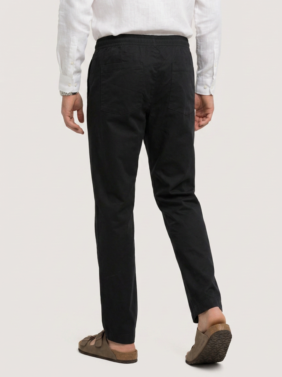 Solid Black Tapered Trousers
