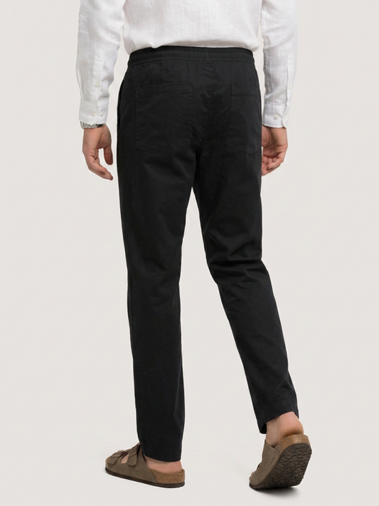 Solid Black Tapered Trousers