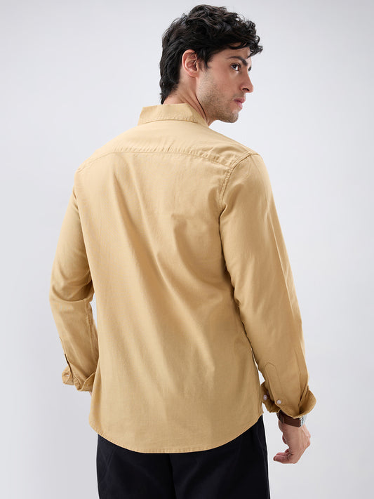 Solid Camel Beige Statement Shirt