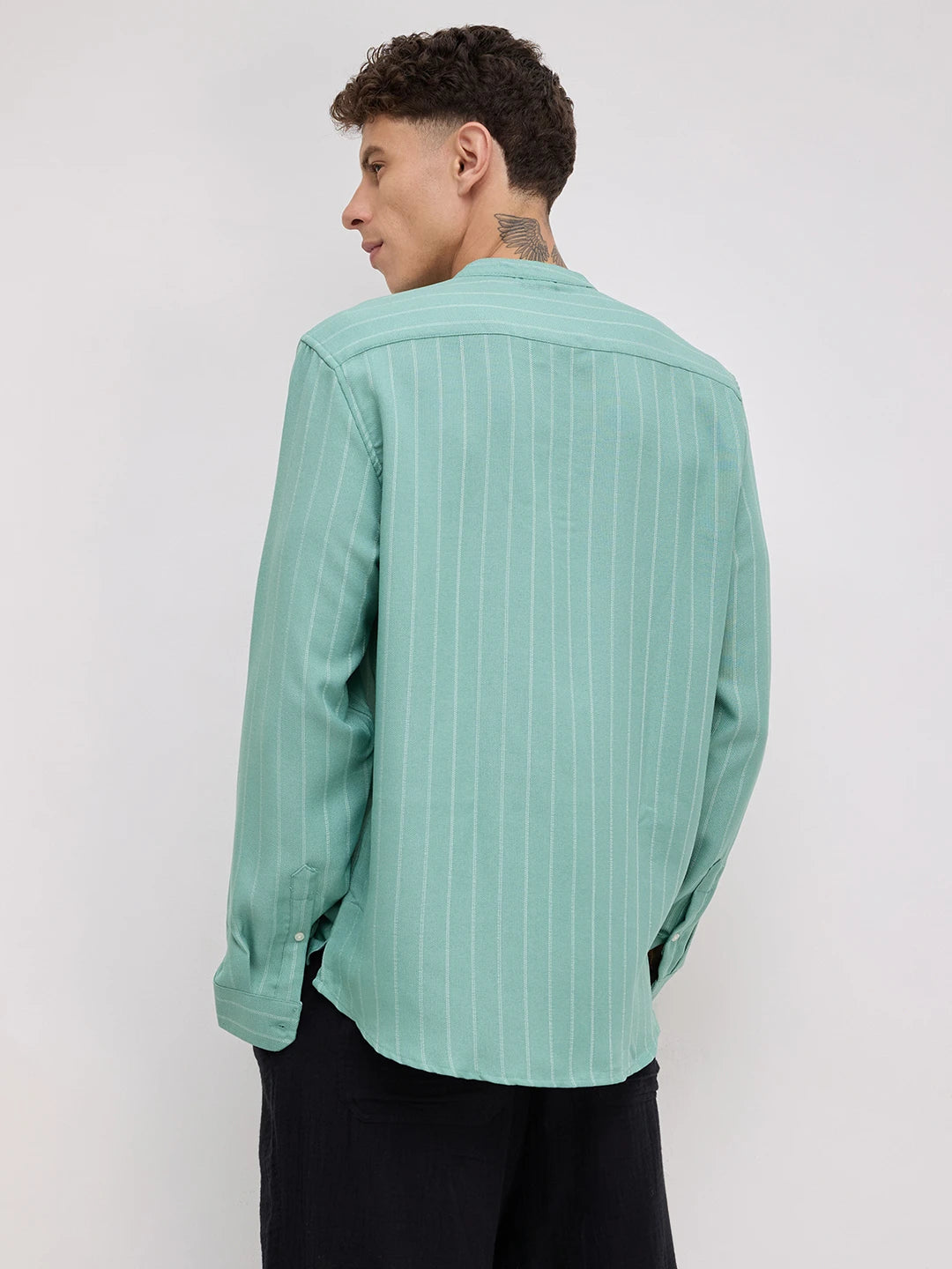 Fern Green Chalk Striped Kurta