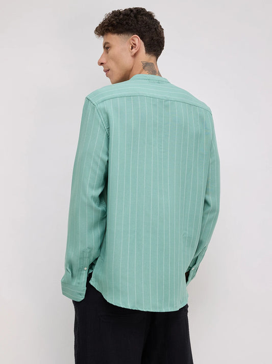 Fern Green Chalk Striped Kurta